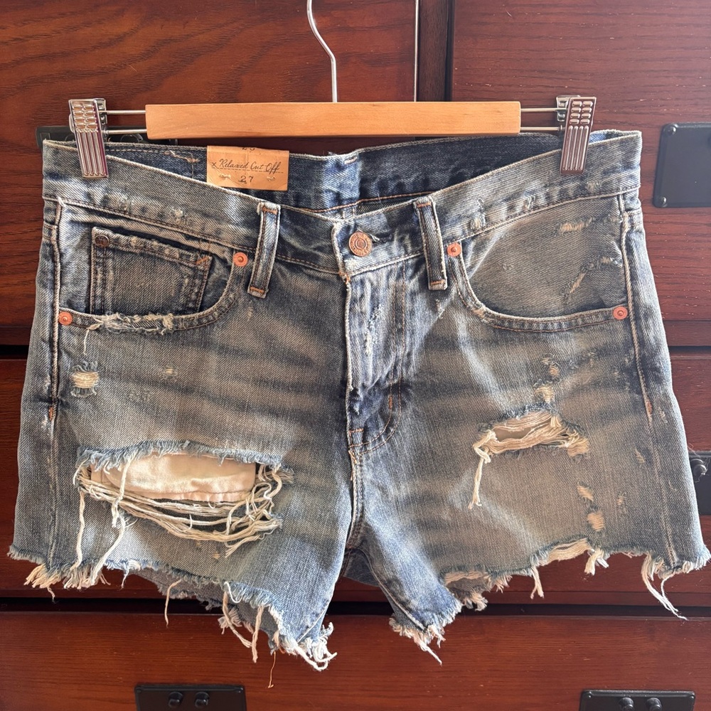 Ralph Lauren Denim and Supply Relaxed Cut Off Distressed Jean Short Size 27 NWT
